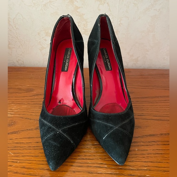 Charles Jourdan Black Suede Heels - Picture 2 of 7